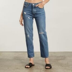 Everlane The Summer Slouch Mid Rise Distressed Straight Leg Jeans